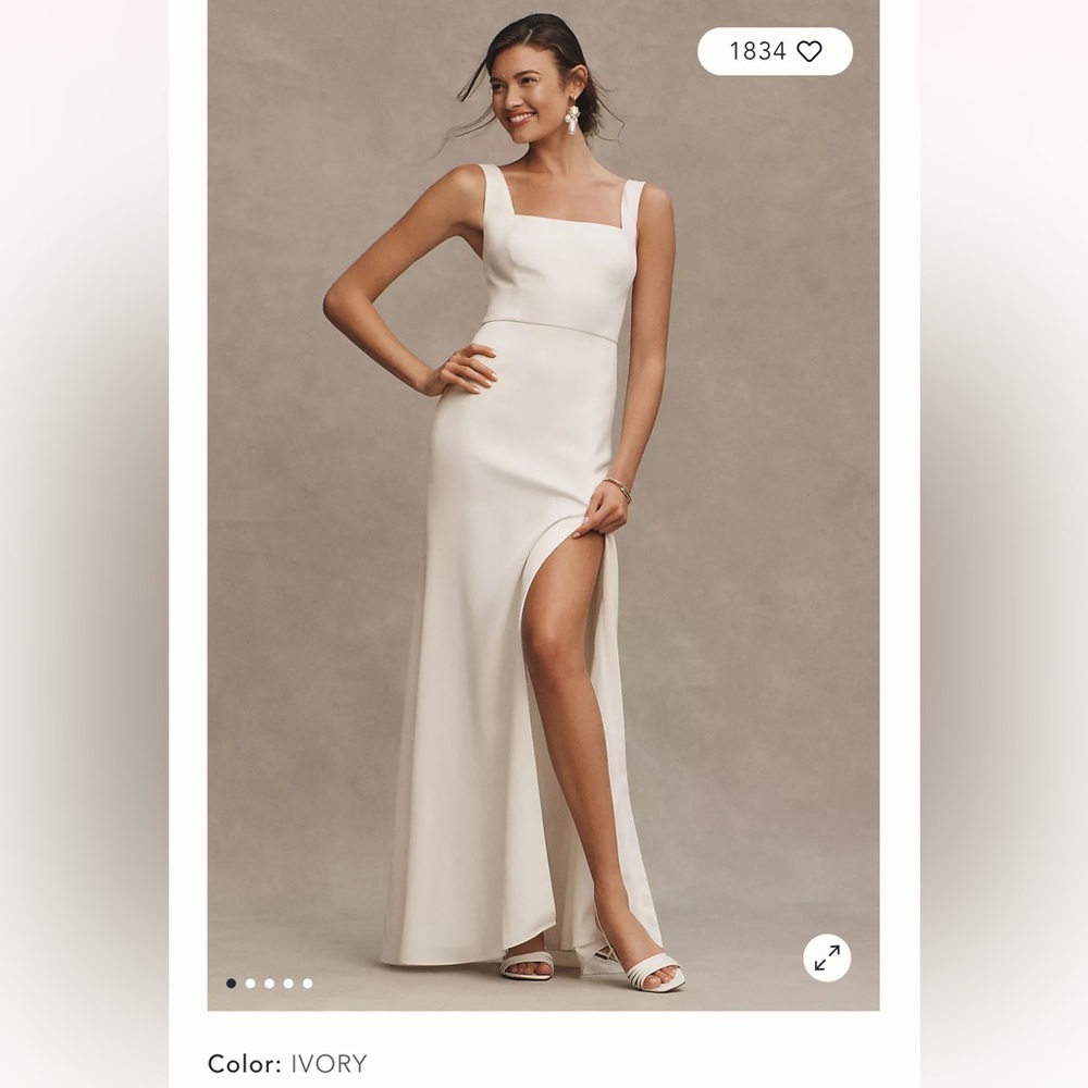 BHLDN Square Neck Satin Maxi Dress